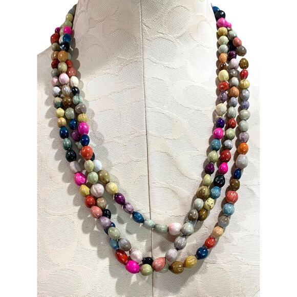Multicolor Seed Necklace Strand String 76 Inch Overhead - Picture 6 of 7